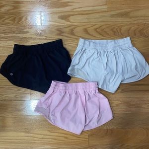 3 pairs of Lululemon Hottie Hot Shorts 2.5” inseam